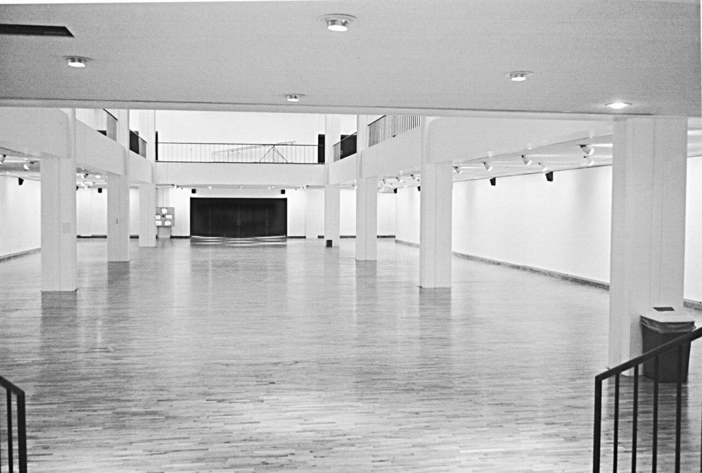 black and white image of CalArts main gallery