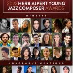 Graphic image of all young jazz composer headshots