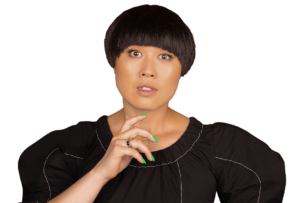 woman with finger on her chin