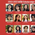 WIA Scholarship graphic including headshots and names of 15 recipients