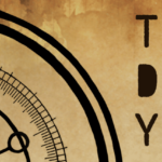 The Dry Years poster with stained parchment texture and a compass graphic