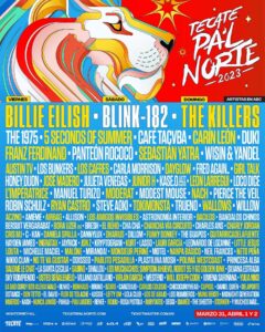 Tecate Pa'l Norte 2023 poster with lion graphic and full artist lineup