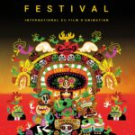 Illustrated poster for Annecy Festival 2023 featuring colorful Mexican Day of the Dead motif