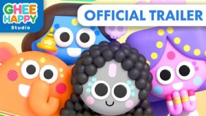 Four colorful 3D animated characters styled like Hindu deities as smiling preschoolers