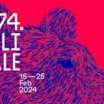 Berlinale key art with hot pink background and blue illustration of bear's head