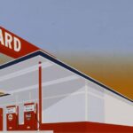 Pop art print of a Standard gas station