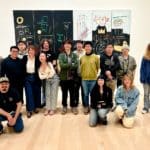 A group of students with faculty Harry Gamboa Jr. at Gagosian Gallery.