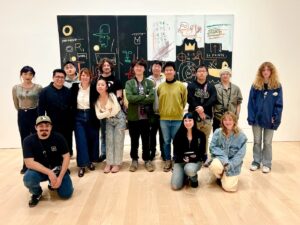 A group of students with faculty Harry Gamboa Jr. at Gagosian Gallery.