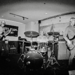 Fisheye shot of band members performing