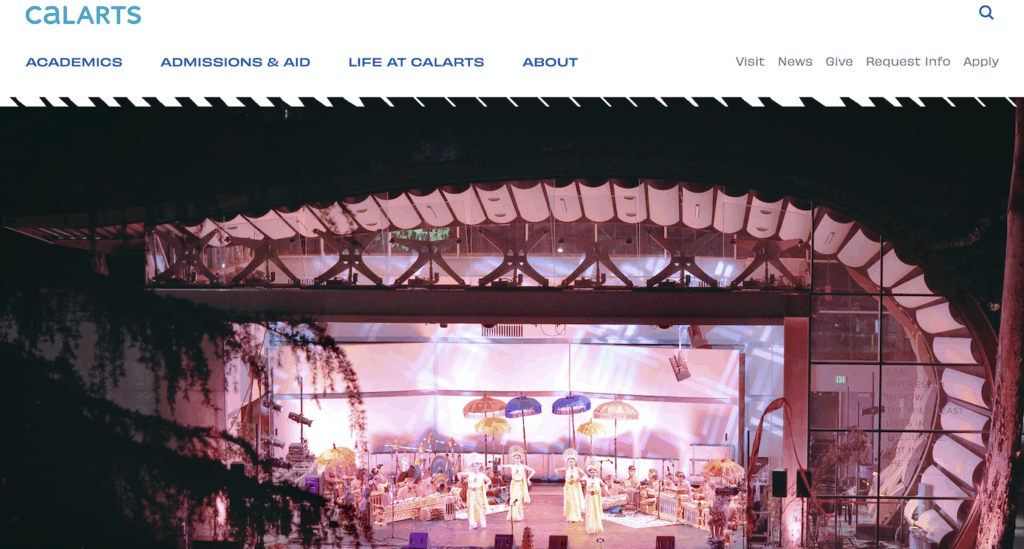 A Gamelan performance shot of the indoor-outdoor amphitheater The Wild Beast at CalArts at night.
