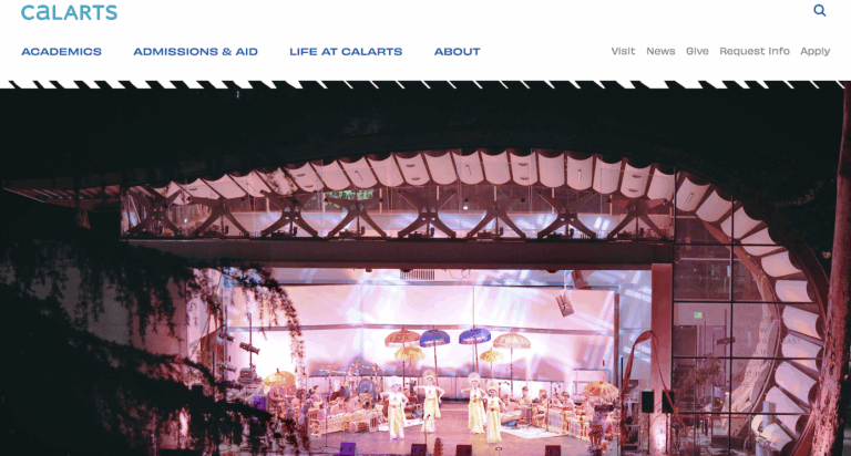 A Gamelan performance shot of the indoor-outdoor amphitheater The Wild Beast at CalArts at night.