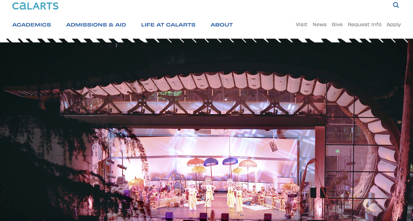 A Gamelan performance shot of the indoor-outdoor amphitheater The Wild Beast at CalArts at night.