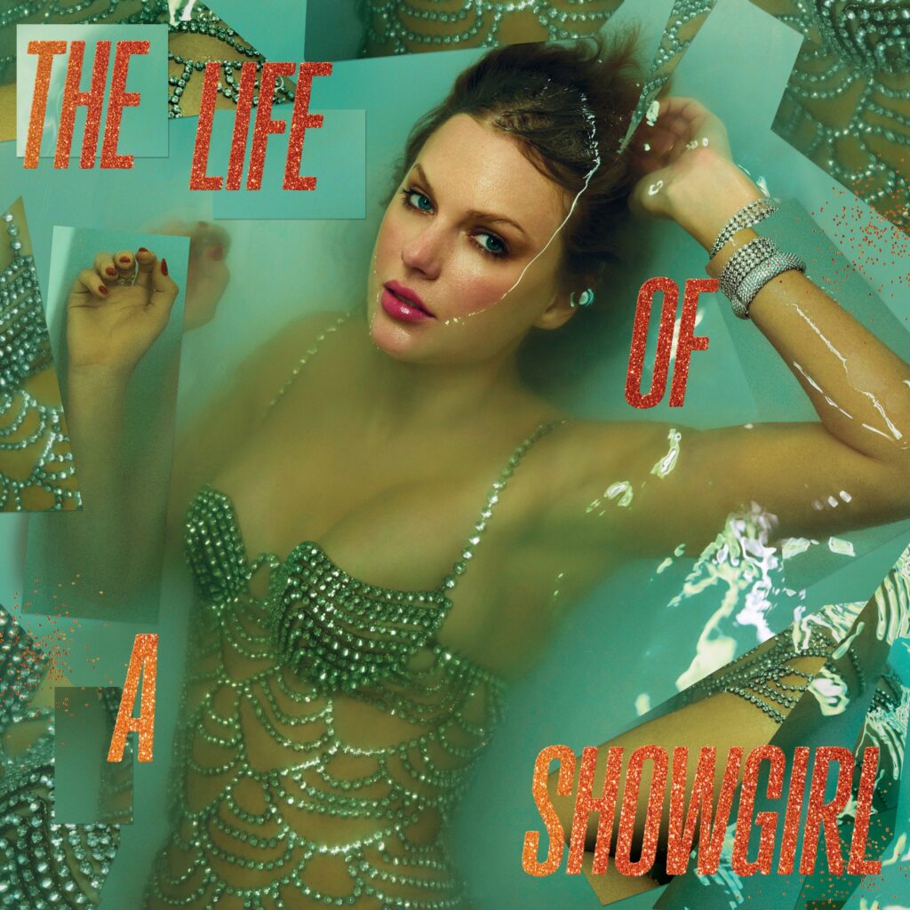 Taylor Swift in water in a showgirl outfit.