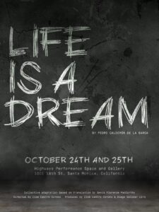 Black and white 'Life is a Dream' theater poster