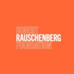 An orange block with Robert Rauschenberg Foundation in text at center.