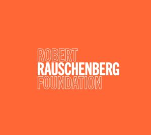 An orange block with Robert Rauschenberg Foundation in text at center.