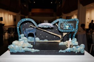 A model of the CalArts graduation 20206 stage sits in the Main Gallery