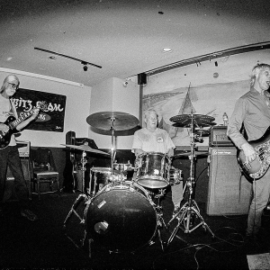 Fisheye shot of band members performing