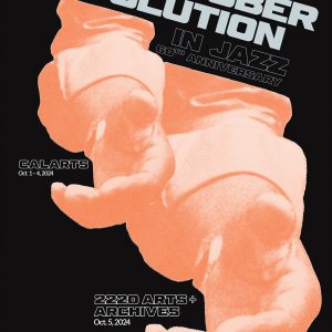 A poster for The October Revolution festival with orange hands on a black background.