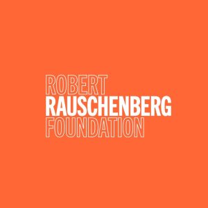 An orange block with Robert Rauschenberg Foundation in text at center.